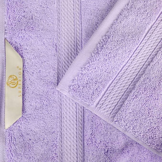 Superior Egyptian Cotton Pile Bath Towel Set of 2, Ultra Soft Luxury Towels, Thick Plush Essentials, Absorbent Heavyweight, Guest Bath, Hotel, Spa, Home Bathroom, Shower Basics, Purple