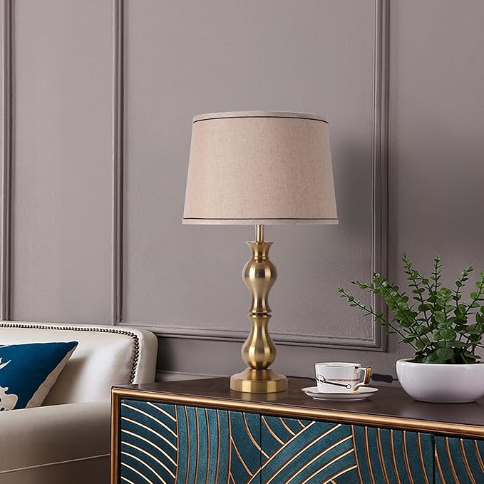 Modern Table Lamps Set of 2, Gold Brass Tall Skinny Table Lamp, Modern Buffet Table Lamp for Bedside Living Room Bedroom Nightstand,Contemporary Table Lamp Side Table Lamp