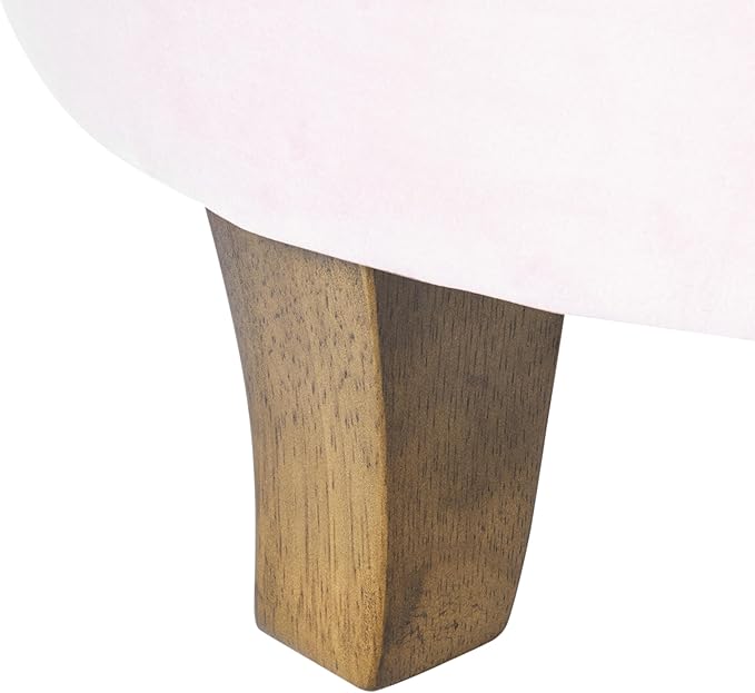 Homepop Home Decor | Upholstered Round Velvet Tufted Foot Rest Ottoman | Ottoman with Storage for Living Room & Bedroom | Decorative Home Furniture, Pink Blush Small