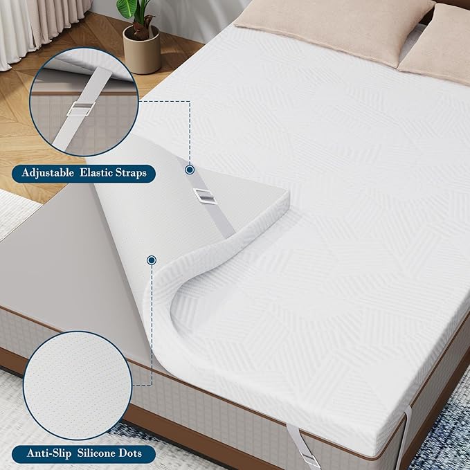 3 Inch King Size Memory Foam Mattress Topper, Cooling Gel Bed Topper with Removable Cover, Soft & Pain Relief & Breathable, CertiPUR-US & Oeko-Tex Certified