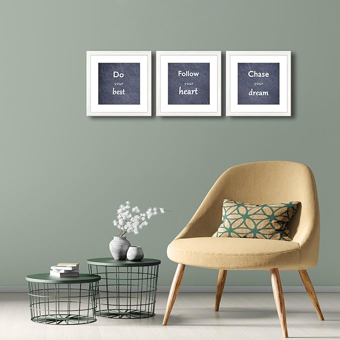 11x11 Picture Frame Set of 3 with Real Glass for Pictures 8x8 with Mat or 11x11 Without Mat, Wall Gallery or Tabletop display Photo Frames in White