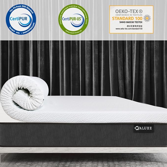 VALUXE 4 Inch Gel Memory Foam Mattress Topper King Size High Density Cooling Pad Pressure Relief Bed Topper (with Removable & Washable Bamboo Cover)