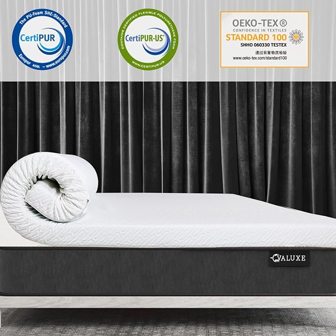 VALUXE 4 Inch Gel Memory Foam Mattress Topper Full Size High Density Cooling Pad Pressure Relief Bed Topper (with Removable & Washable Bamboo Cover)