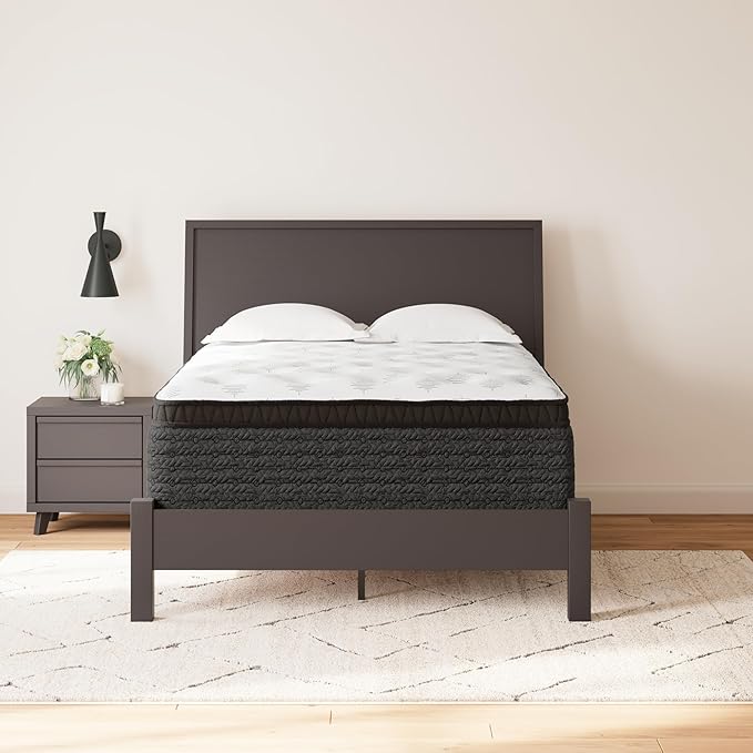 Signature Design by Ashley Queen Size Ultra Luxury 16 Inch Hyper Cool Euro Top Hybrid Mattress with Cooling Gel Memory Foam, Fiberglass Free, Mattress In A Box