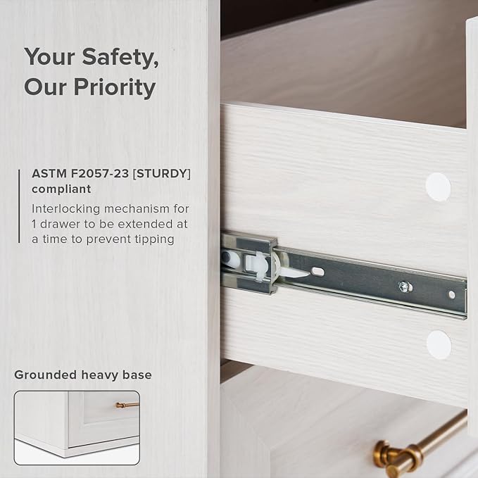 mopio Blake 3 Drawer Dresser for Bedroom, Chest of Drawers, Wood Dresser Organizer, Modern Farmhouse, Tall Night Stand, Enhanced Safety, Sturdy Compliant (1, White Oak, One Size)