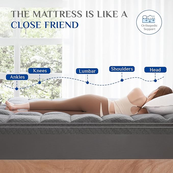 Dual Layer 3 Inch Memory Foam Mattress Topper California King Size, 2 Inch Cooling Gel Memory Foam Plus 1 Inch Pillow Top Mattress Pad Cover, with 8-21 Inch Deep Pocket, Grey