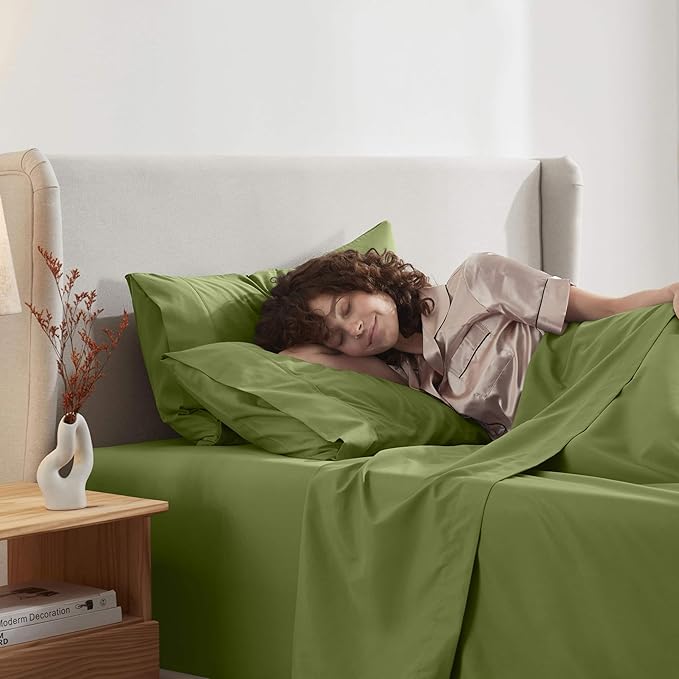 Nestl Twin Sheet Set - 1800 Ultra-Soft Microfiber Twin Bed Sheets - Double Brushed - Deep Pockets - Easy Fit - Extra Soft - 3 Piece Set - Bedding Sheets & Pillowcases (Twin, Calla Green)