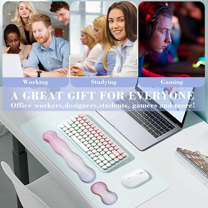 Gel Wrist Rest for Keyboard and Mouse, Wrist Rest for Keyboard, Mouse Wrist Support, Pain Relief, Cool Touch, Non-Skid, Keyboard Wrist pad