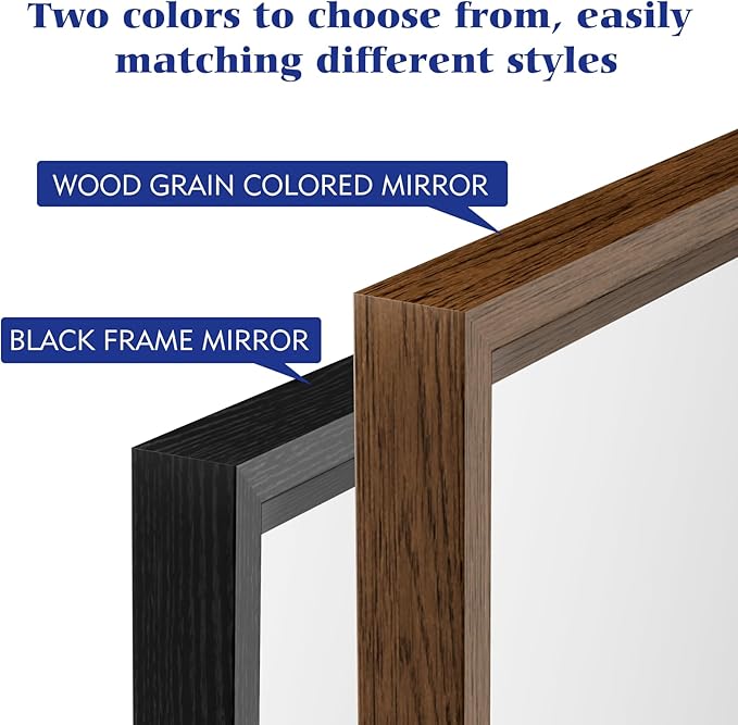 Bathroom Vanity Mirror 48x36 Inch, Walnut Rectangle Bathroom Mirror, Anti-Rust, 4MM Tempered Glass, Wall-Mounted Mirror, Hangs Horizontally or Vertically for Bathroom & Bedroom