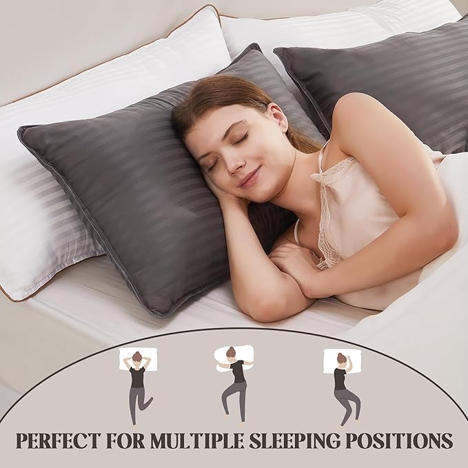 Bafode Bed Pillow, Pillows Queen Size Set of 2, Hotel Pillows for Bed, Soft Down Alternative Pillow for Side Sleepers, Back or Stomach Sleepers