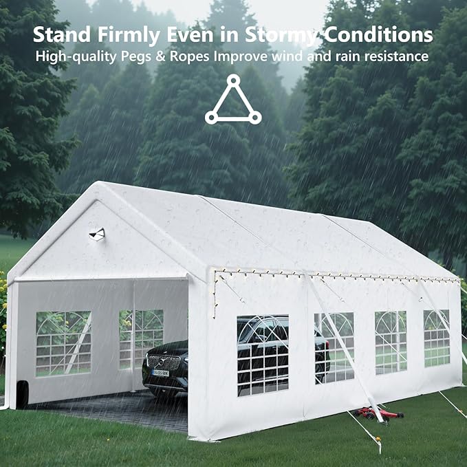 Carports 10X30 Heavy Duty,Car Ports with 180G Removable Side Walls,Carport Canopy,Portable Car Port Garage,Car Shelter All Weather,White