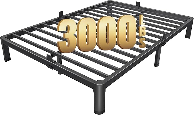 MAF 7 Inch Full Size Metal Platform Bed Frame with Round Corner Legs, 3000 LBS Heavy Duty Steel Slats Support, Noise Free, No Box Spring Needed, Easy Assembly