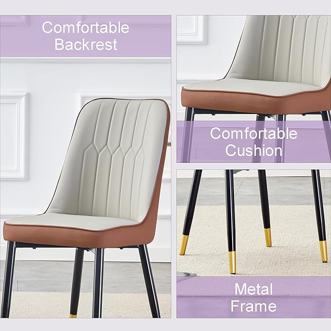 45 Inch Round Dining Table Set for 4, 5 Piece Kitchen Table and Chairs Set, Black Faux Marble Table Top, Small Space Dining Set for Apartment or Dining Room