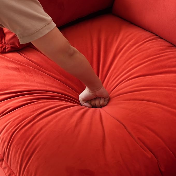 JACH 82.66" Sectional Couch for Living Room, Modular Sectional Sofa, Modern Convertible Couches, Cushion Covers Removable, Down Filled Soft Sofas for Living Room, Home, Apartment (Red)