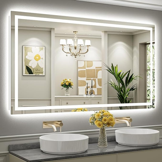 72"x40" LED Bathroom Mirror with Lights, Backlit & Front Lit, Anti-Fog Lighted Bathroom Vanity Mirror for Wall, Memory Function, Dimmable, HD Tempered Glass, Shatter-Proof