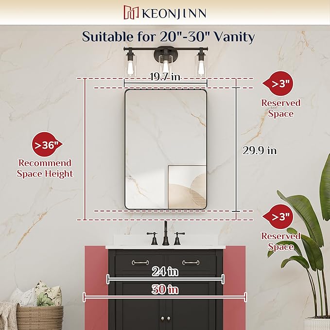 Keonjinn White Framed Mirrors for Bathroom 20 x 30 Inch Rounded Rectangle Bathroom Mirrors for Wall, White Farmhouse Mirror for Home Decor, HD Tempered Glass, Seamless Metal Frame(Horizontal/Vertical)