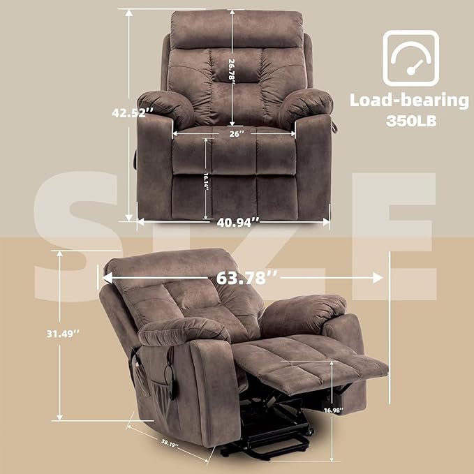 Lazy boy Recliner Chair with Cupholder/Power Lift Recliner Chair for Elderly， Electric Recliner/Big and Tall Recliners for People Up to 6'2"/350lb Range