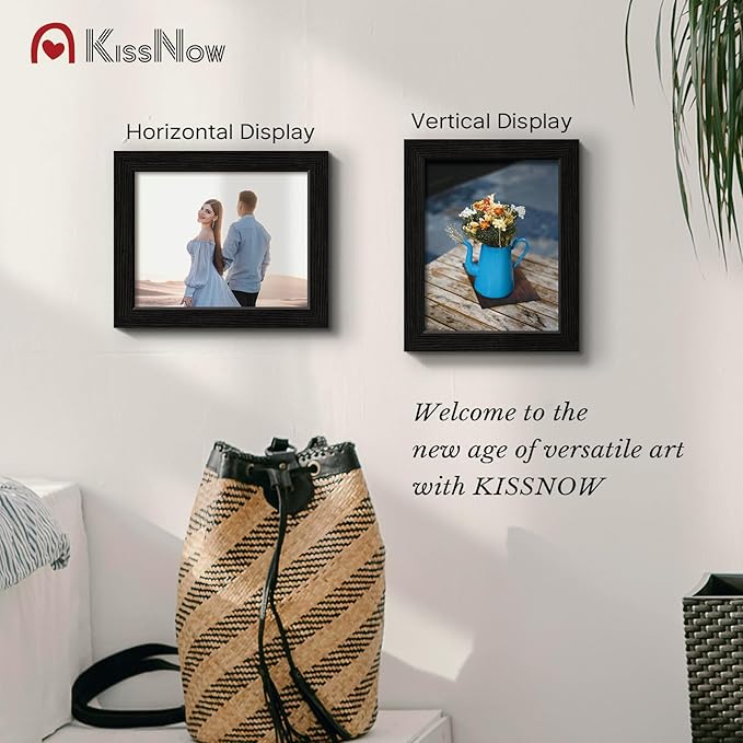 8x10 Picture Frame 4 Pack, Black Solid Wood Gallery Photo Frame, Wall Hanging or Tabletop Display