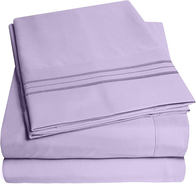 1500 Supreme Collection Twin XL Sheet Sets Lavender - 3 Piece Bed Sheets and Pillowcase Set for Twin XL Mattress - Extra Soft, Elastic Corner Straps, Deep Pocket Sheets, Twin XL Lavender