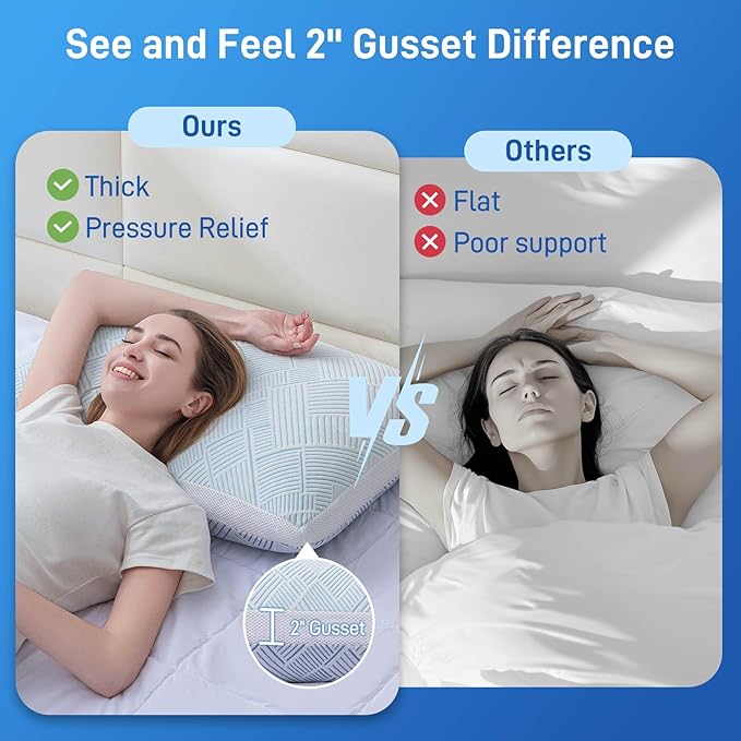 Sylvaris Shredded Memory Foam Cooling Soft Bamboo Viscose Pillows Queen Size Set of 2, Adjustable Hypoallergenic Hotel Quality Pillows for Back, Stomach and Side Sleeper, Oeko-TEX Certified