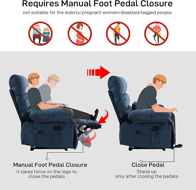 Oversized Power Recliner Chair 350lb with Hidable Cup Holders, Extra Wide Large Big Electric Recliner Chair with Lumbar Support Pillow Nursery Chair Living Room (Manual, BROWN-6002-1)