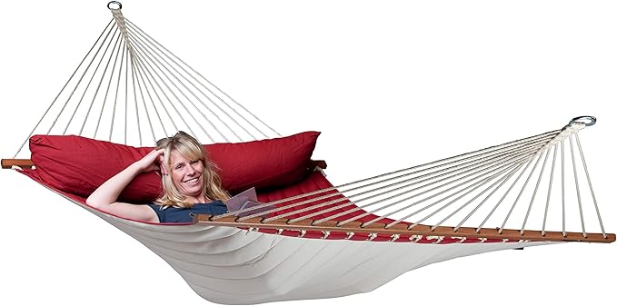 LA SIESTA Alabama Red Pepper - Quilted Spreader Bar Hammock Size King