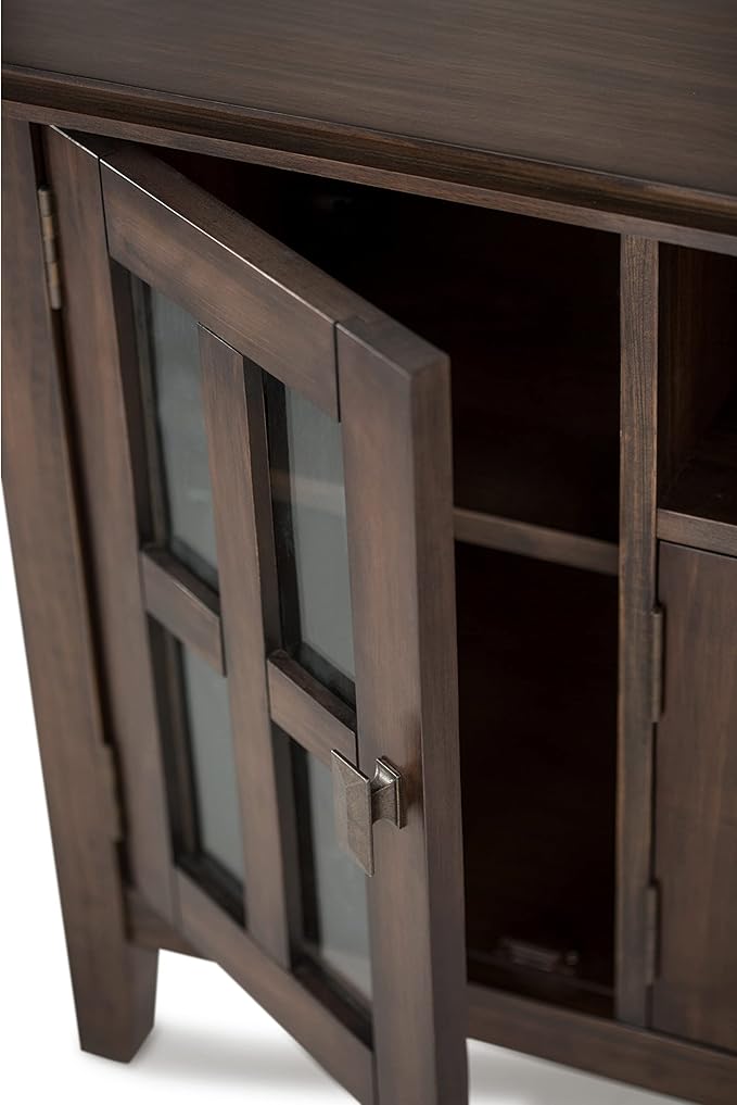 SIMPLIHOME Artisan SOLID WOOD 72 Inch Wide Transitional TV Media Stand in Natural Aged Brown for TVs up to 80 Inch, For the Living Room and Entertainment Center