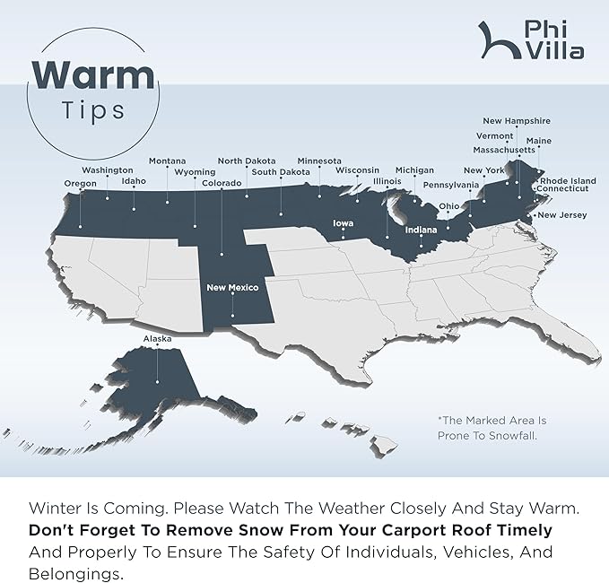 PHI VILLA 12'x30'x8.5 'Metal Carport for 2 Cars, Heavy Duty Car Ports for Heavy Snow, Reinforced Frame, Tall Metal Car Ports for Bass Boats, Full-Sized Pickup Trucks, and Tractors