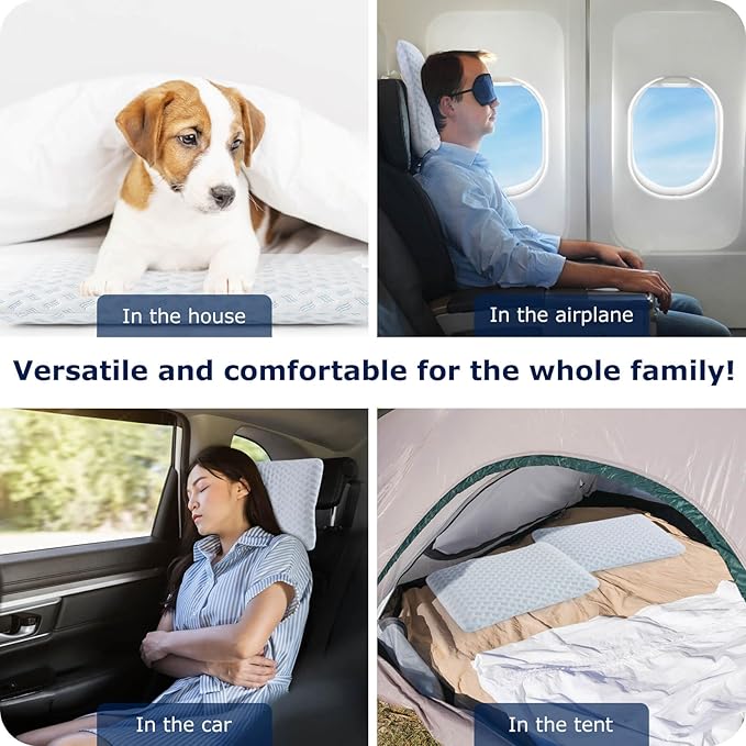 Ultra Thin Pillows 2-Pack 2.75" Cooling Memory Foam Pillows for Stomach Sleeping, Gel Infused Slim Pillow for All Sleepers,Travel Pillow Bed Pillow with Washable Cover, Standard Size Set of 2