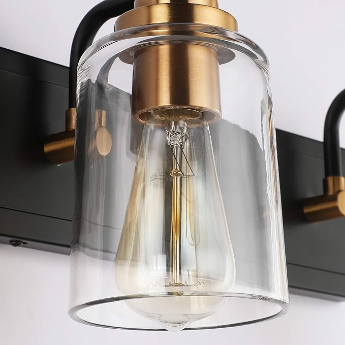 SOLFART 5 Lights Vintage Vanity Lighting Over Mirror Brass Bathroom Vanity Light Fixtures Thick Globes 8580 Lights