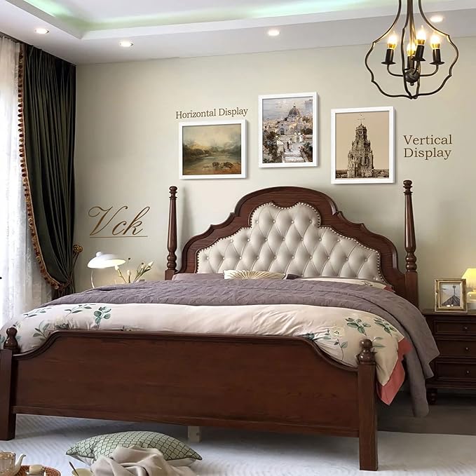 VCK 16x20 Poster Frame with Exclusive White Woodgrain, Solid Wood Picture Frames for Wall - 2 pack