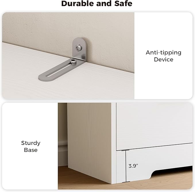 IRONCK Bookshelf with Drawers, 70.9 inch Tall Bookcase with Doors, Bookshelves and Bookcases with Storage, Bookshelf with 6 Open Cubes for Home Office, Living Room, Study, White