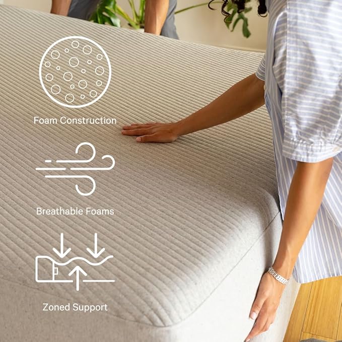 Casper Sleep Original Foam, Memory Foam Mattress, Full Size - Medium Firm Bed in a Box with Zoned SupportTM - 100-Night Trial - 10 Year Warranty - CertiPUR-US® Mattress, Light Grey