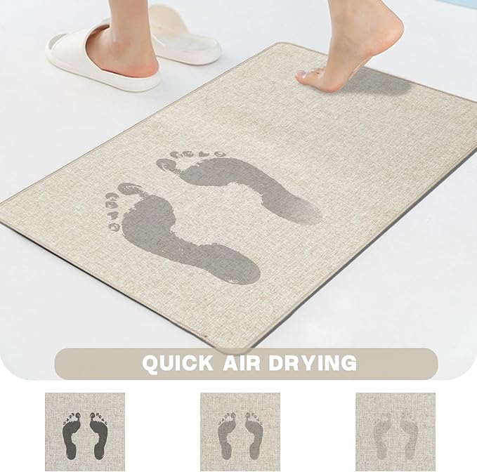 Yancorp 3'x5'Ultra Thin Big Bathroom Rugs,Low Profile Bath Mat Non Slip Fit Under Door Absorbent Shower Rug Washable Large Indoor Door Mat