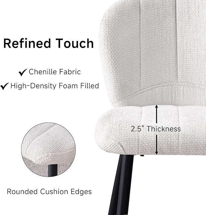 47" Round Dining Room Table Set for 4, [Fanned Base] [1.38" Thick Top] Wood Kitchen Table with 4 Chenille Dining Chairs