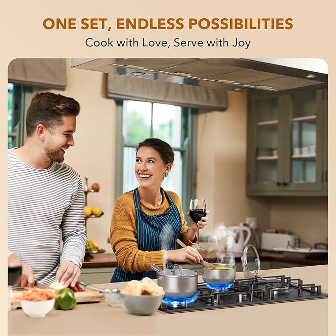 PekGema Stainless Steel Saucepan 3.5 Quart with Glass Strainer Lid, Thicken Tri-ply Full Sauce Pot, Two Side Spouts for Easy Pour, Dishwasher Safe, Induction Ready, Compatible with All Cooktops