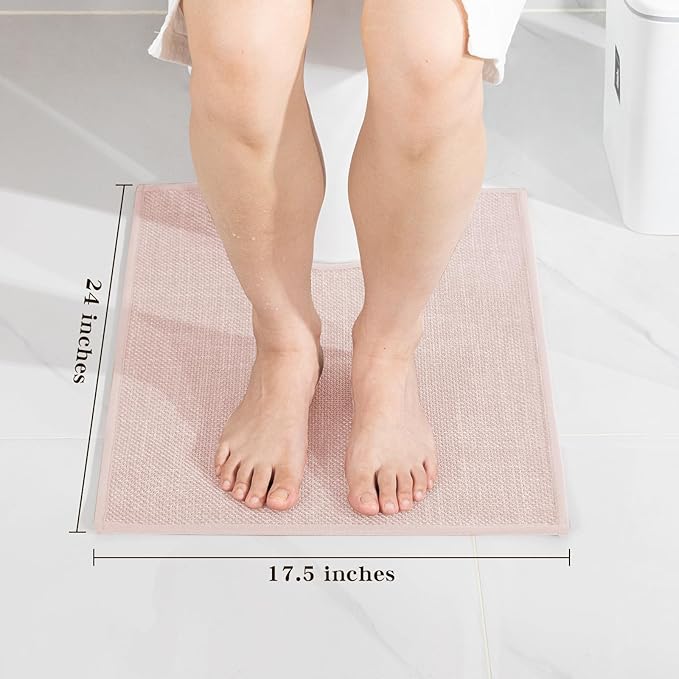 chakme Bathroom Rugs Mat U-Shaped 24x17, Ultra ThinNon Slip Bath Mat Small Quick Dry Absorbent Bath Matfor Bathroom Floor, (Pink, U-24"x17")
