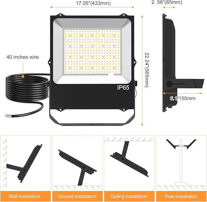 10 Pack LED Flood Light Fixture 300W 36000LM ETL Listed 5000K Outdoor Floodlight Security Lighting IP65 Waterproof for Parking Lot Sports Fields Billboard Arena Yard Garage AC100-277V
