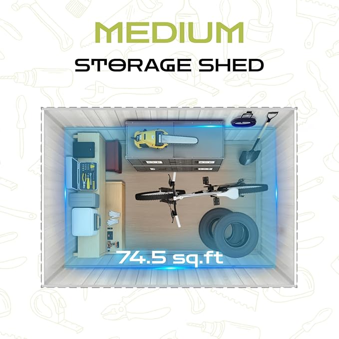 9 x 8.5 Ft Outdoor Storage Shed, Heavy-Duty Metal Shed with Windows & Secure Lockable Doors, Ideal Storage Shed for Outdoor, Patio, Garden, and Backyard, Black