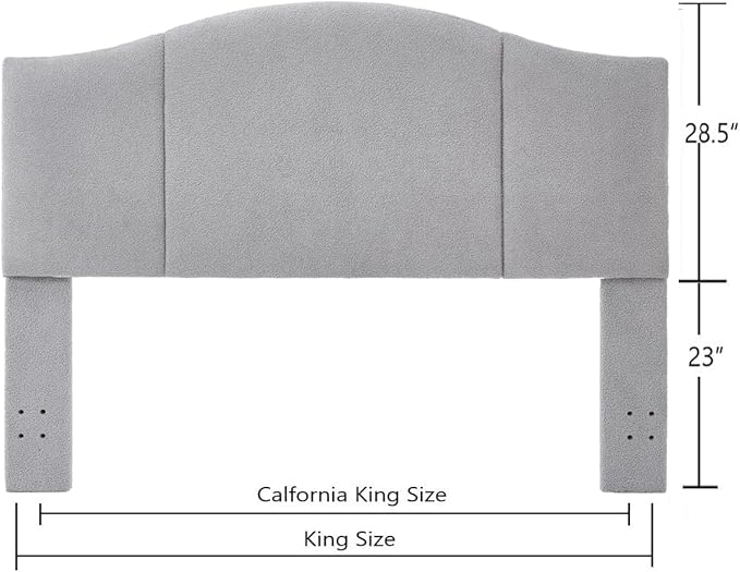 24KF Middle Century Upholstered Foldable King Headboard, Modern Boucle Teddy Fabric Headboard King/California King, 6033-K-Gray