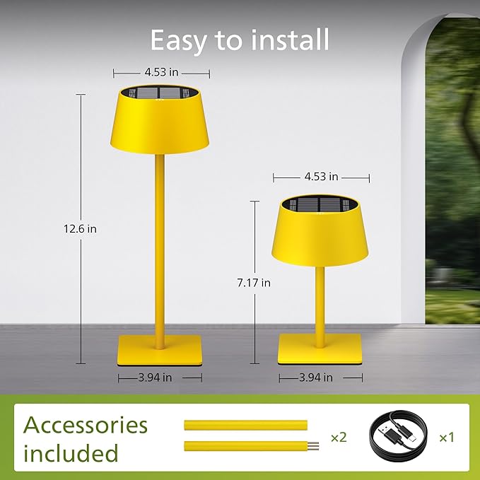 Philips Solar Outdoor Table Lamp, Portable LED Desk Light,Cordless Battery-Operated，2 Adjustable Height, Touch Control & Stepless Dimming Night Light，Waterproof for Garden, Bedroom