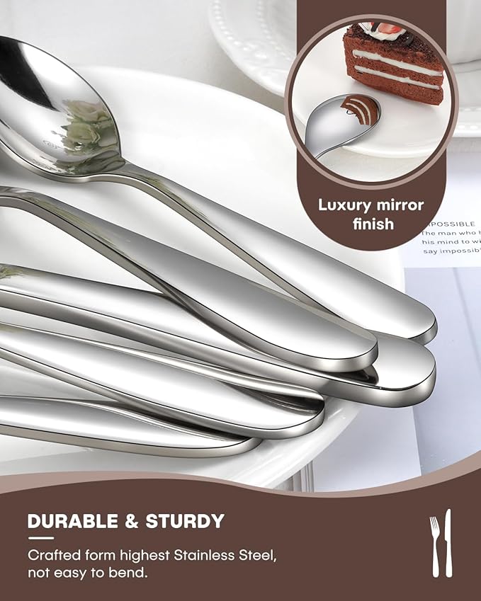 20-Piece Silverware set for 4 Include Knife Spoon and Fork Flatware Set with Heavy Duty Stainless Steel Mirror Polished Modern Tableware Eating Utensil Set, Dishwasher Safe