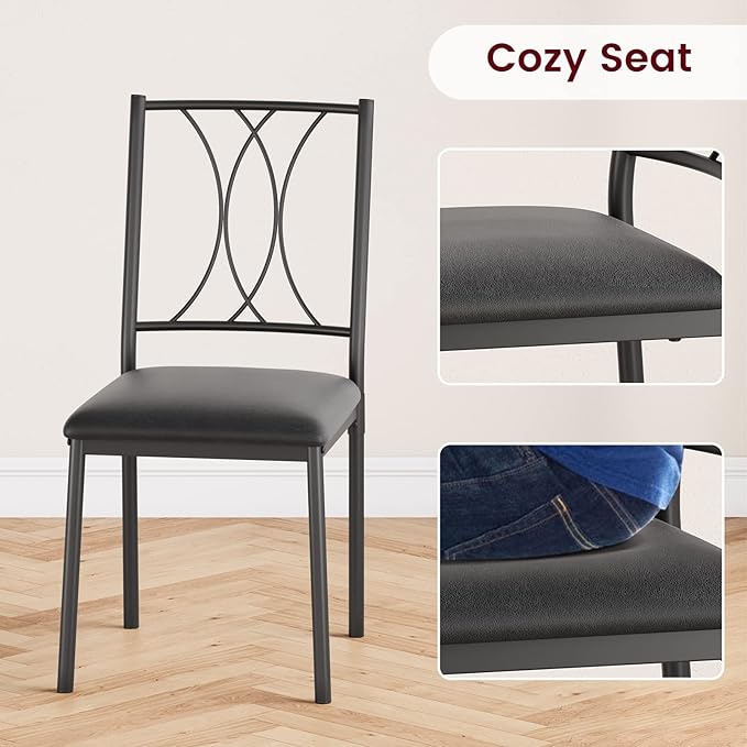 Dining Table Set for 4, Compact Kitchen Table with 4 Upholstered Chairs, 5-Piece Kitchen Table Set for Small Space, Dining Room, Apartment, Retro Brown