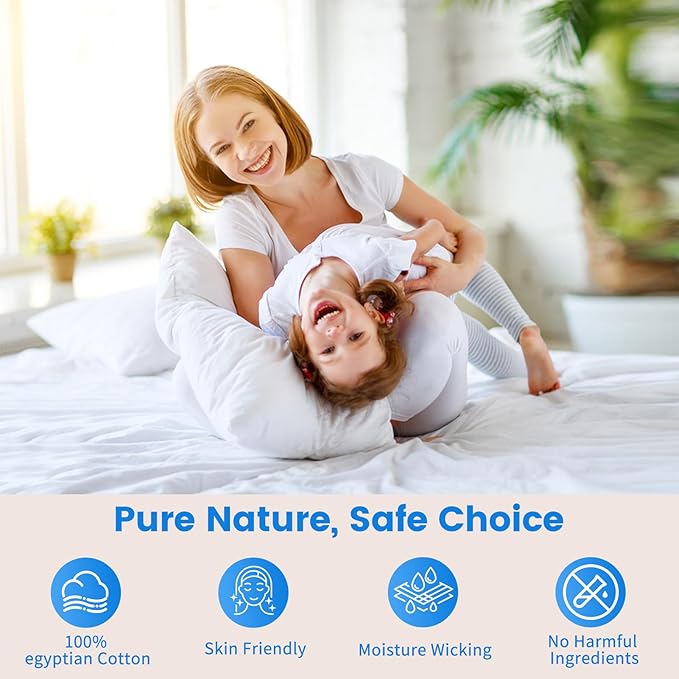 Bedlifes 1000 Thread Count 100% Egyptian Cotton Queen Size Sheets Set - Sateen Soft Silky Breathable Luxury Cooling 4 Pieces (Light Blue)