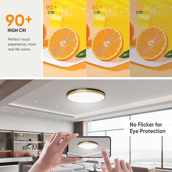 18 Inch Flush Mount Ceiling Light with Remote Control & Night Light, 5CCT Dimmable Ceiling Light Fixture, 43W 4300LM 2700K-6500K Adjustable LED Ceiling Lights for Bedroom Kitchen Living Room