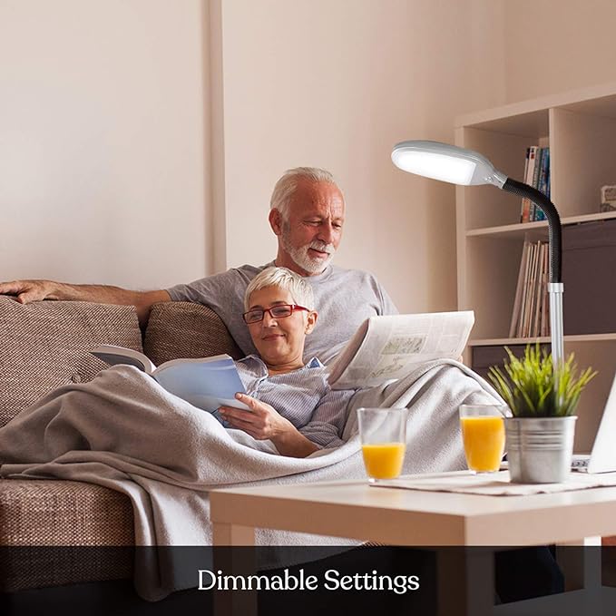 Brightech Litespan Titanium Silver LED Floor Reading Lamp, Energy Efficient, Adjustable Standing, 850-950 Lumens, 12W, 3-Year Warranty