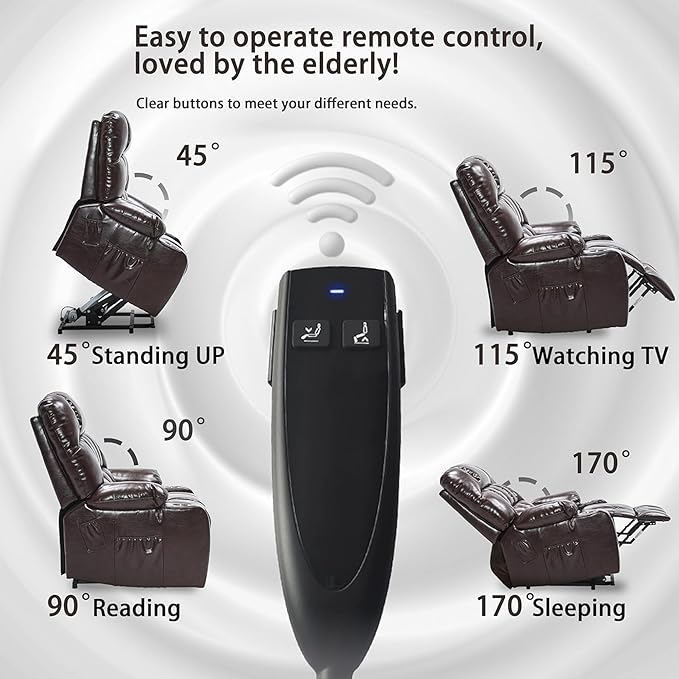 Heavy Duty Recliner Chairs with Cup Holders for Adults Big and Tall, Oversized Power Recliner Lift Chair for Elderly, Heat and Massage, Stand Up, Lay Flat 160 Degree Sleeping