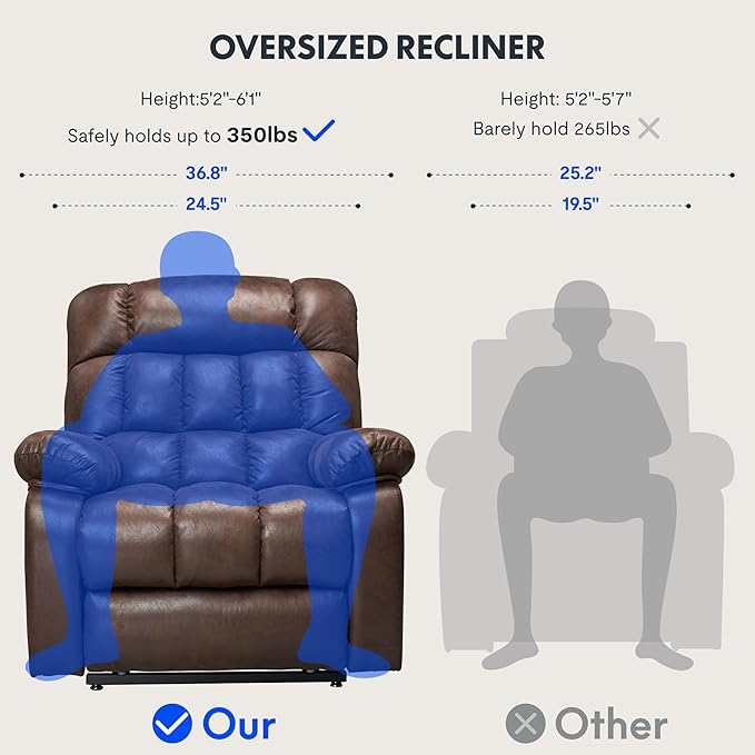 FLEXISPOT XL51 Dual OKIN Motor Power Lift Recliner Chair for Elderly, Lay Flat Sleeper Recliner with Massage & Heat, USB Ports, Faux Leather Reclining Sofa for Living Room Bedroom(Extra Large, Brown)