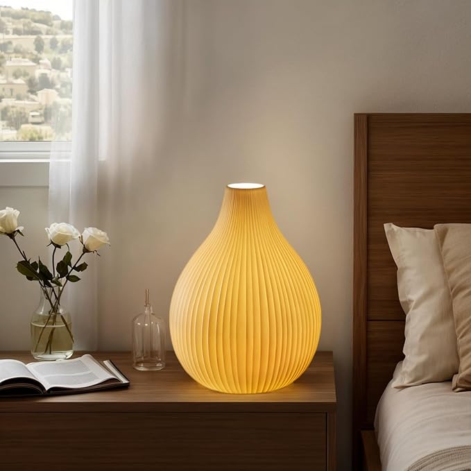 RONDURE 11.0" Modern Ceramic Table Lamp, Modern Bedside Lamps for Bedroom, Living Room and Nightstand, White Translucent Ceramic Shade, Warm Ambient Lighting, Home Decor