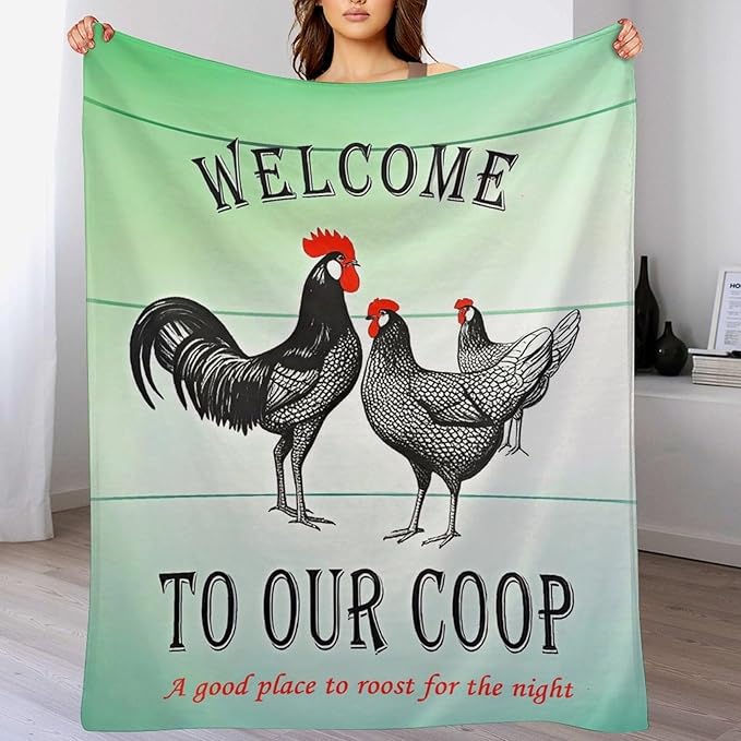 Welcome to Our Coop Chicken Funny Blanket Warm Soft Gifts for Family Friends Brother Sister 150x200cm(60x80in)